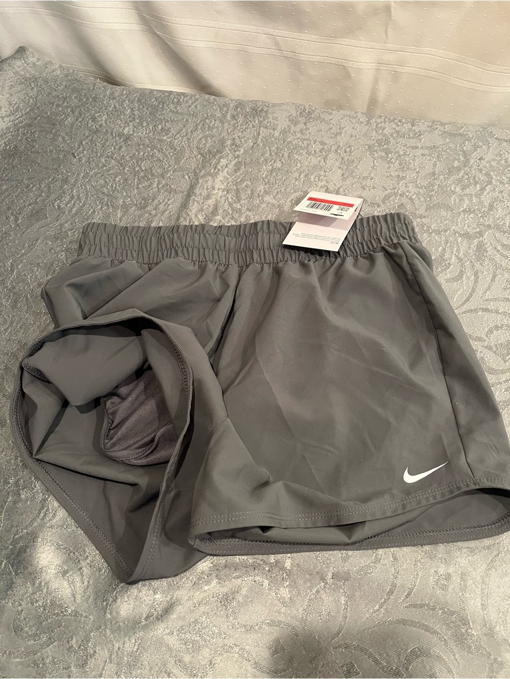 NWT Girls Nike One Grey Athletic Shorts with Built-in Liner